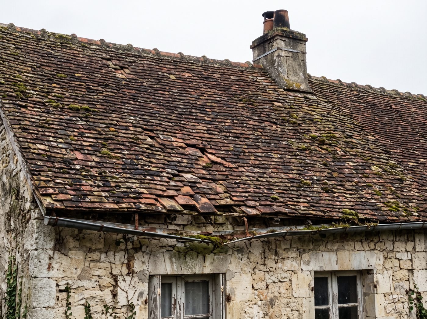 Toiture abîmée avant rénovation